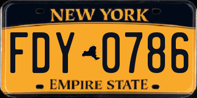NY license plate FDY0786