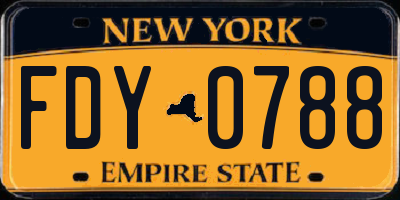 NY license plate FDY0788