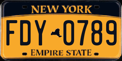 NY license plate FDY0789
