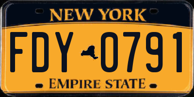 NY license plate FDY0791
