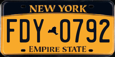 NY license plate FDY0792