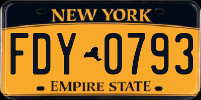 NY license plate FDY0793