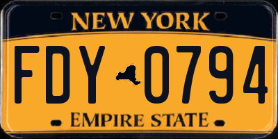 NY license plate FDY0794