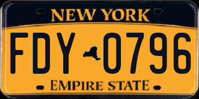 NY license plate FDY0796