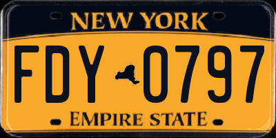 NY license plate FDY0797
