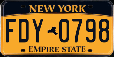 NY license plate FDY0798