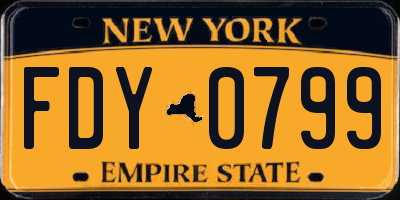 NY license plate FDY0799