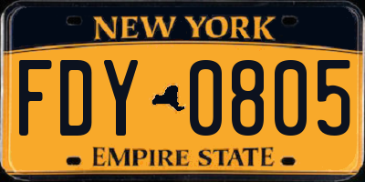 NY license plate FDY0805