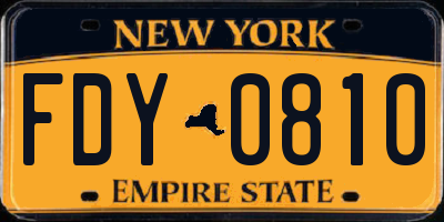 NY license plate FDY0810