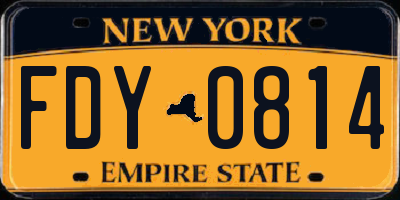 NY license plate FDY0814