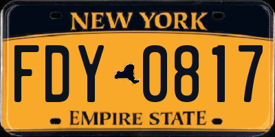 NY license plate FDY0817