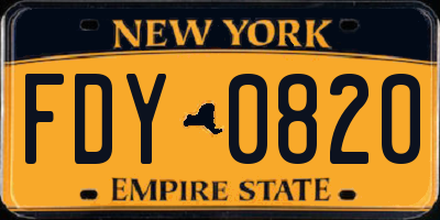 NY license plate FDY0820