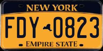 NY license plate FDY0823