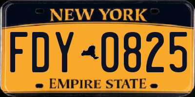 NY license plate FDY0825