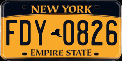 NY license plate FDY0826