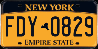 NY license plate FDY0829