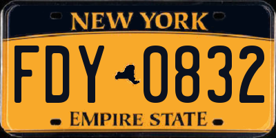 NY license plate FDY0832