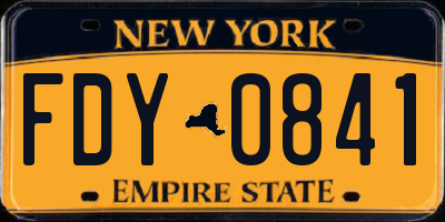 NY license plate FDY0841