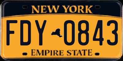 NY license plate FDY0843