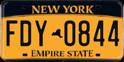 NY license plate FDY0844