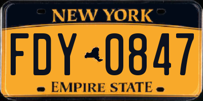 NY license plate FDY0847