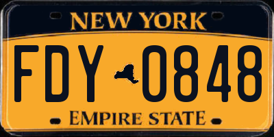 NY license plate FDY0848
