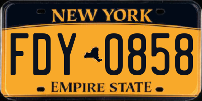 NY license plate FDY0858
