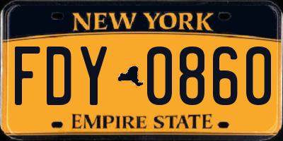 NY license plate FDY0860