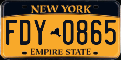 NY license plate FDY0865