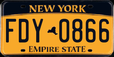 NY license plate FDY0866