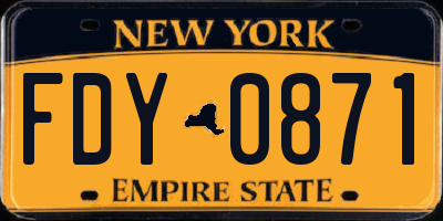 NY license plate FDY0871
