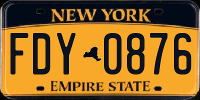 NY license plate FDY0876