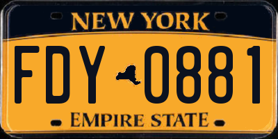 NY license plate FDY0881