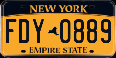 NY license plate FDY0889