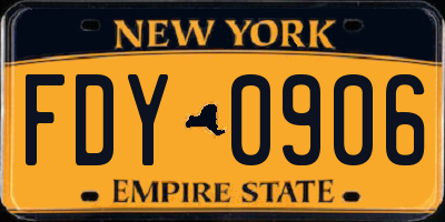 NY license plate FDY0906