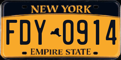 NY license plate FDY0914