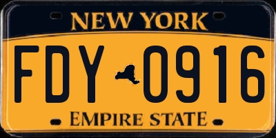 NY license plate FDY0916