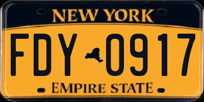 NY license plate FDY0917