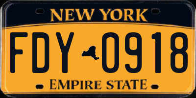 NY license plate FDY0918