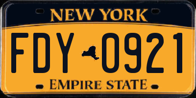 NY license plate FDY0921