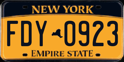 NY license plate FDY0923