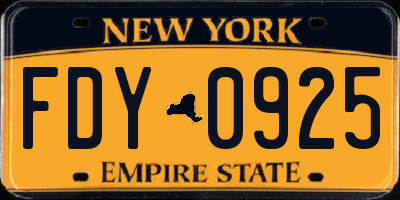 NY license plate FDY0925