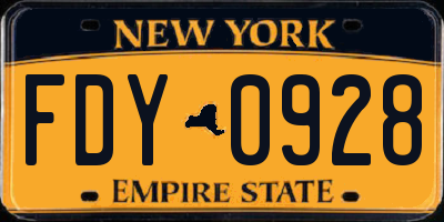 NY license plate FDY0928