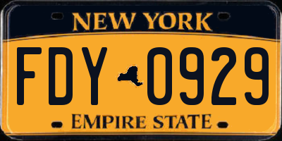 NY license plate FDY0929