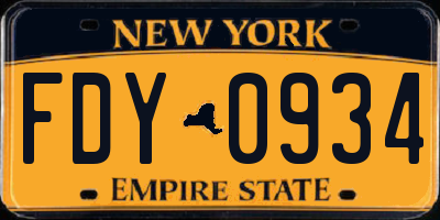 NY license plate FDY0934