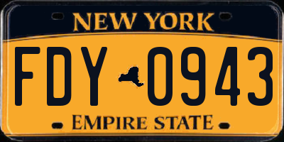 NY license plate FDY0943