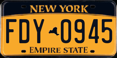 NY license plate FDY0945