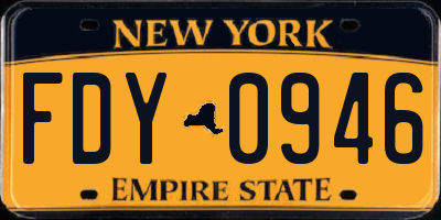 NY license plate FDY0946