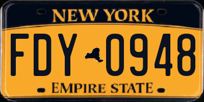 NY license plate FDY0948