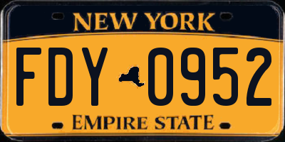 NY license plate FDY0952